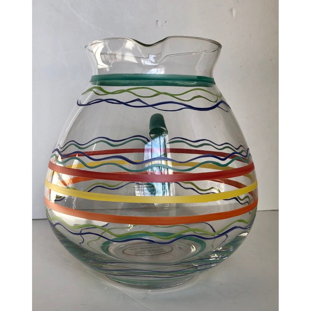 JCPenney  Home Collection Pitcher Stripe Glass 2.5 qt. Hand Painted - Picture 5 of 7
